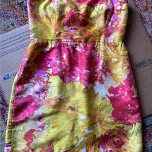 J Crew size 4 100% silk floral Strapless Dress